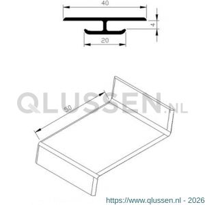 AluArt waterslagprofiel koppelstuk voor waterslag 50 mm aluminium brute AL063214
