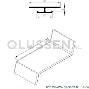 AluArt waterslagprofiel koppelstuk voor waterslag 60 mm aluminium brute AL063215