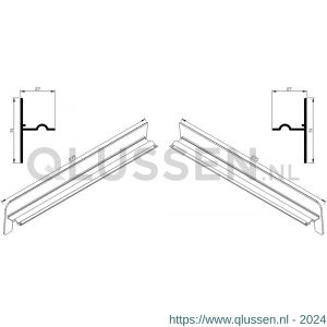 AluArt waterslagprofiel stel kopschotjes op en neer gekeept links en rechts voor Roundline 275/5 aluminium brute AL065275