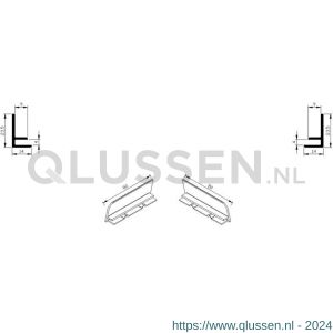 AluArt waterslagprofiel stel kopschotjes links en rechts profiel 80 mm aluminium brute AL067080