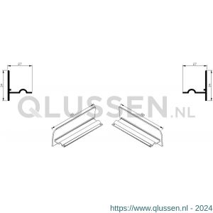 AluArt waterslagprofiel stel kopschotjes voor Roundline 110/5 aluminium brute AL067110