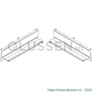 AluArt waterslagprofiel stel kopschotjes voor Roundline 150/5 aluminium brute AL067150