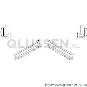 AluArt waterslagprofiel stel kopschotjes links en rechts profiel 160 mm aluminium brute AL067160