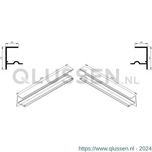 AluArt waterslagprofiel stel kopschotjes met stucrand links en rechts voor Roundline 200/5 aluminium brute AL068200