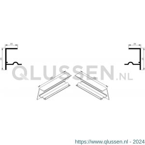 AluArt waterslagprofiel stel kopschotjes met stucrand links en rechts voor Roundline 110/15 aluminium brute AL068411