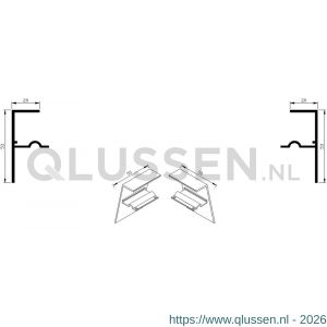 AluArt waterslagprofiel kopschotjes stel met stucrand op-neer Roundline 50/15 aluminium brute AL069001