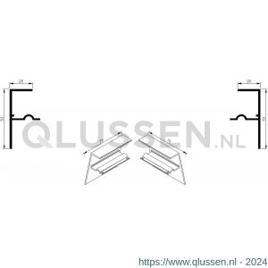 AluArt waterslagprofiel kopschotjes stel met stucrand op-neer Roundline 70/15 aluminium brute AL069003