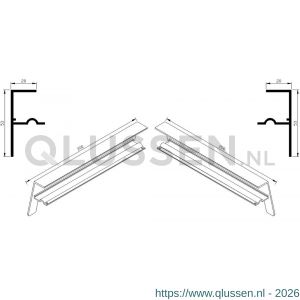 AluArt waterslagprofiel kopschotjes stel met stucrand op-neer-keep Roundline 200/15 aluminium brute AL069022