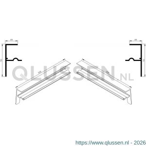 AluArt waterslagprofiel kopschotjes stel met stucrand op-neer-keep Roundline 200/5 aluminium brute AL069062