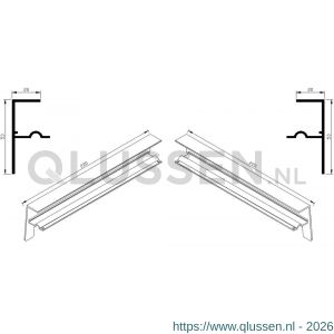 AluArt waterslagprofiel kopschotjes stel met stucrand op-neer-keep Roundline 220/5 aluminium brute AL069064