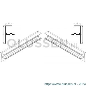 AluArt waterslagprofiel kopschotjes stel met stucrand op-neer Roundline 275/5 aluminium brute AL069067