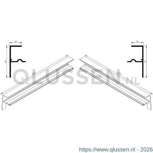 AluArt waterslagprofiel kopschotjes stel met stucrand op-neer-keep Roundline 275/5 aluminium brute AL069068