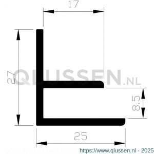 AluArt eindprofiel 27x25 mm inwendig 8,5 mm L 5000 mm aluminium brute AL070187