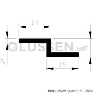 AluArt Z-profiel 14x8x14x2 mm L 6000 mm aluminium brute AL076165