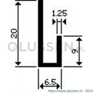 AluArt U-profiel ongelijkzijdig 9x6,5x20x1,25 mm L 6000 mm aluminium brute AL076170