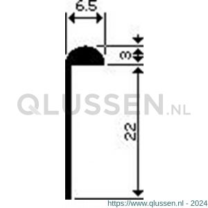 AluArt tafelrand 22x3x6,5 mm L 5000 mm aluminium brute AL080259