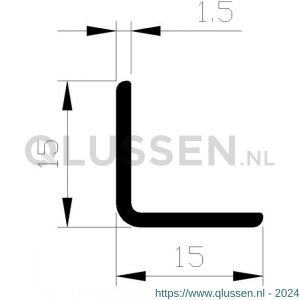 AluArt hoekbeschermer 15x15x1,5 mm L 5000 mm aluminium brute AL082515