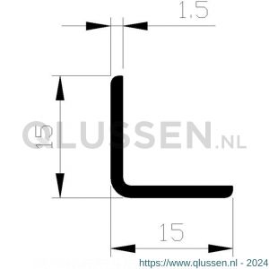 AluArt hoekbeschermer 15x15x1,5 mm L 3000 mm per 2 stuks aluminium brute AL088515