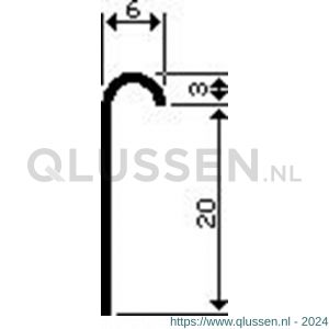 AluArt tafelrand 20x3x6 mm L 6000 mm aluminium brute AL086251