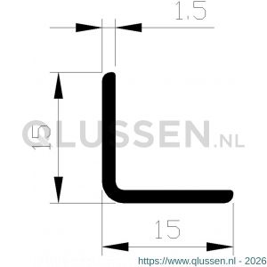 AluArt hoekbeschermer 15x15x1,5 mm VOM1 L 6000 mm aluminium geanodiseerd AL087515