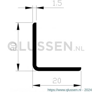 AluArt hoekbeschermer 20x20x1,5 mm VOM1 L 6000 mm aluminium geanodiseerd AL087520