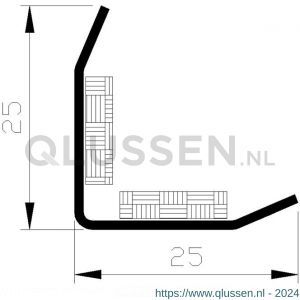 AluArt RVS hoekbeschermer zelfklevend 25x25x1 mm L 1000 mm RVS T304 geslepen AL088621