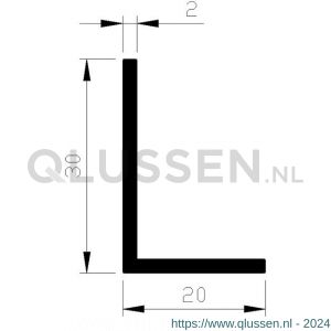 AluArt hoekprofiel 30x20x2 mm L 5000 mm aluminium onbewerkt AL093120