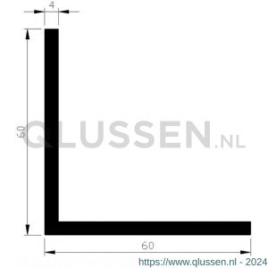 AluArt hoekprofiel 60x60x4 mm L 5000 mm aluminium onbewerkt AL093157