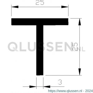 AluArt T-profiel 25x25x3 mm L 5000 mm aluminium onbewerkt AL093203