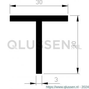 AluArt T-profiel 30x30x3 mm L 5000 mm aluminium onbewerkt AL093204