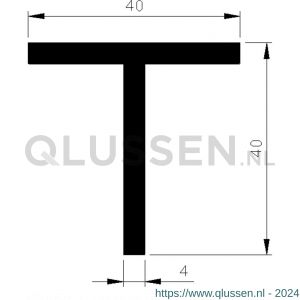 AluArt T-profiel 40x40x4 mm L 5000 mm aluminium onbewerkt AL093209