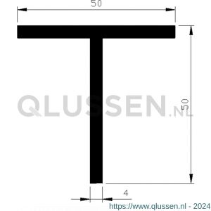 AluArt T-profiel 50x50x4 mm L 5000 mm aluminium onbewerkt AL093212