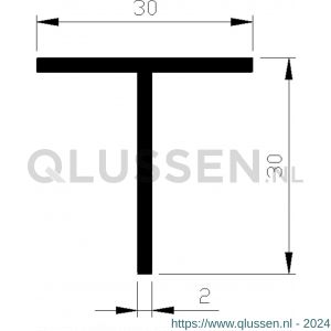 AluArt T-profiel 30x30x2 mm L 3000 mm per 2 stuks aluminium onbewerkt AL098215