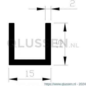 AluArt U-profiel 15x15x15x2 mm L 5000 mm aluminium onbewerkt AL093306