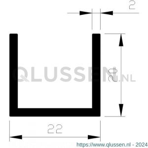 AluArt U-profiel 20x22x20x2 mm L 5000 mm aluminium onbewerkt AL093310