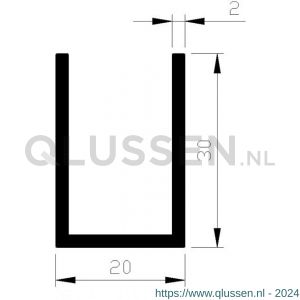 AluArt U-profiel 30x20x30x2 mm L 5000 mm aluminium onbewerkt AL093326