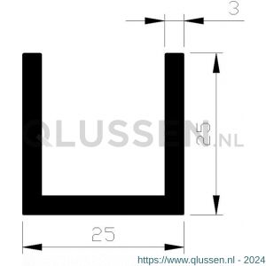 AluArt U-profiel 25x25x25x3 mm L 5000 mm aluminium onbewerkt AL093331