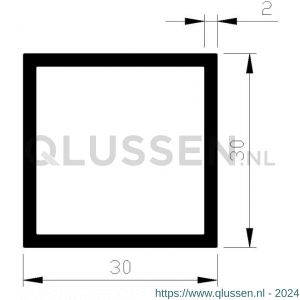 AluArt vierkante buis 30x30x2 mm L 5000 mm aluminium onbewerkt AL093408