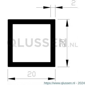 AluArt vierkante buis 20x20x2 mm L 2500 mm per 2 stuks aluminium onbewerkt AL097410