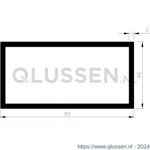 AluArt rechthoekige buis 80x40x3 mm L 5000 mm aluminium onbewerkt AL093515