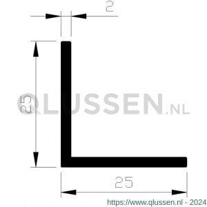 AluArt hoekprofiel 25x25x2 mm L 5000 mm aluminium geanodiseerd AL095115