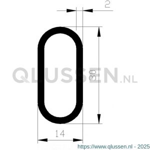 AluArt buis ovaal 30x14x2 mm MX6 zwart L 5000 mm aluminium geanodiseerd AL095708