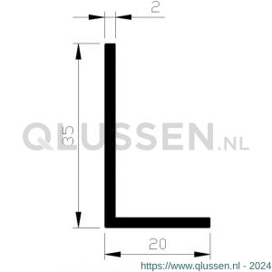 AluArt hoekprofiel 35x20x2 mm L 3000 mm per 2 stuks aluminium onbewerkt AL098126