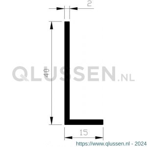 AluArt hoekprofiel 40x15x2 mm L 6000 mm aluminium onbewerkt AL096130