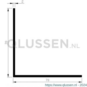 AluArt hoekprofiel 70x70x2 mm L 3000 mm per 2 stuks aluminium onbewerkt AL098160