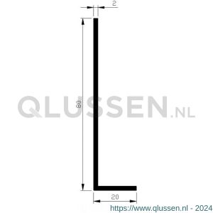 AluArt hoekprofiel 80x20x2 mm L 6000 mm aluminium onbewerkt AL096165