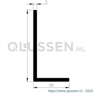 AluArt hoekprofiel 60x30x3 mm L 3000 mm per 2 stuks aluminium onbewerkt AL098173