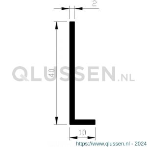 AluArt hoekprofiel 40x10x2 mm L 3000 mm per 2 stuks aluminium onbewerkt AL098174