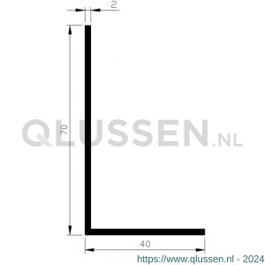 AluArt hoekprofiel 70x40x2 mm L 3000 mm per 2 stuks aluminium onbewerkt AL098177