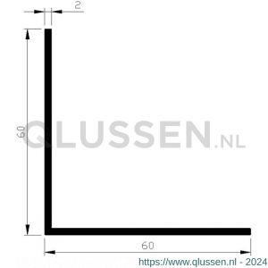 AluArt hoekprofiel 60x60x2 mm L 3000 mm per 2 stuks aluminium onbewerkt AL098178